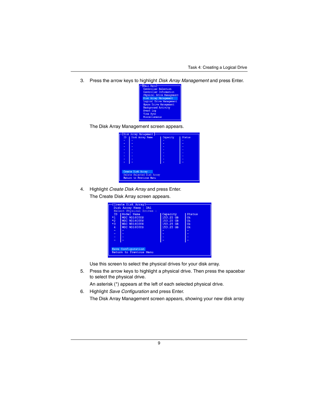 Promise Technology EX16650 manual Task 4 Creating a Logical Drive 