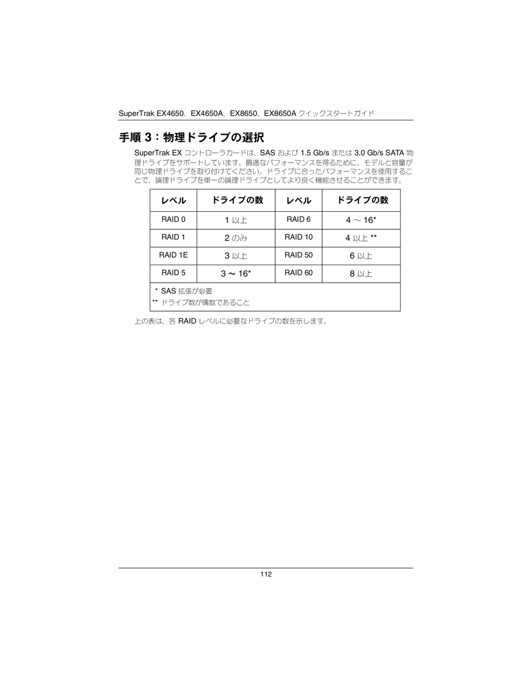 Promise Technology EX4650A, EX8650A quick start 手順 3：物理ドライブの選択 