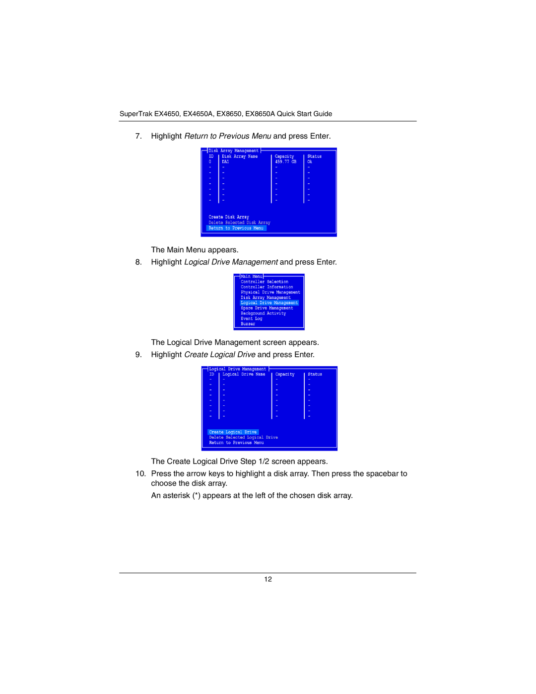 Promise Technology quick start SuperTrak EX4650, EX4650A, EX8650, EX8650A Quick Start Guide 