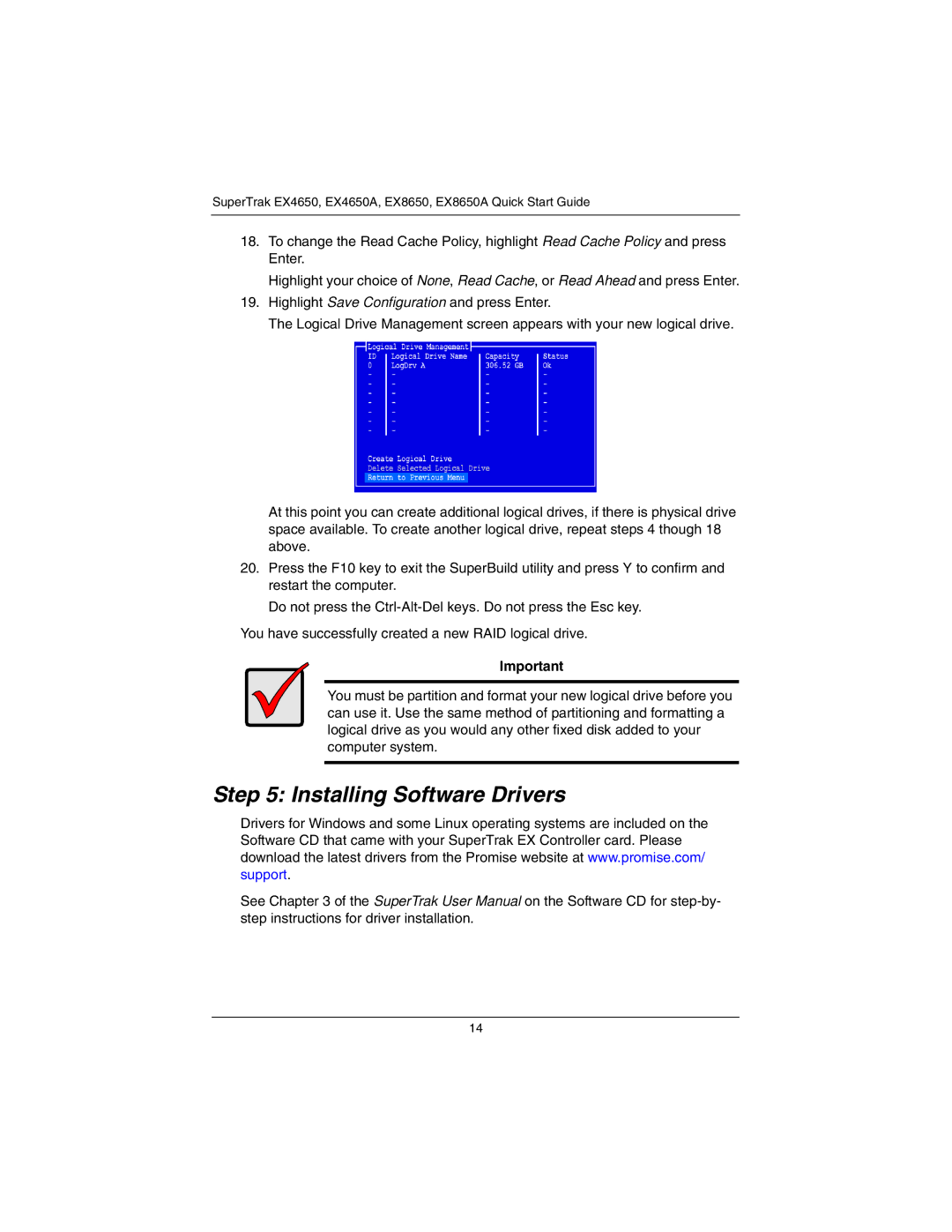 Promise Technology EX4650A, EX8650A quick start Installing Software Drivers 