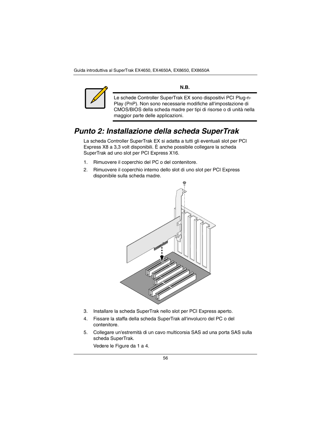 Promise Technology EX4650A, EX8650A quick start Punto 2 Installazione della scheda SuperTrak 