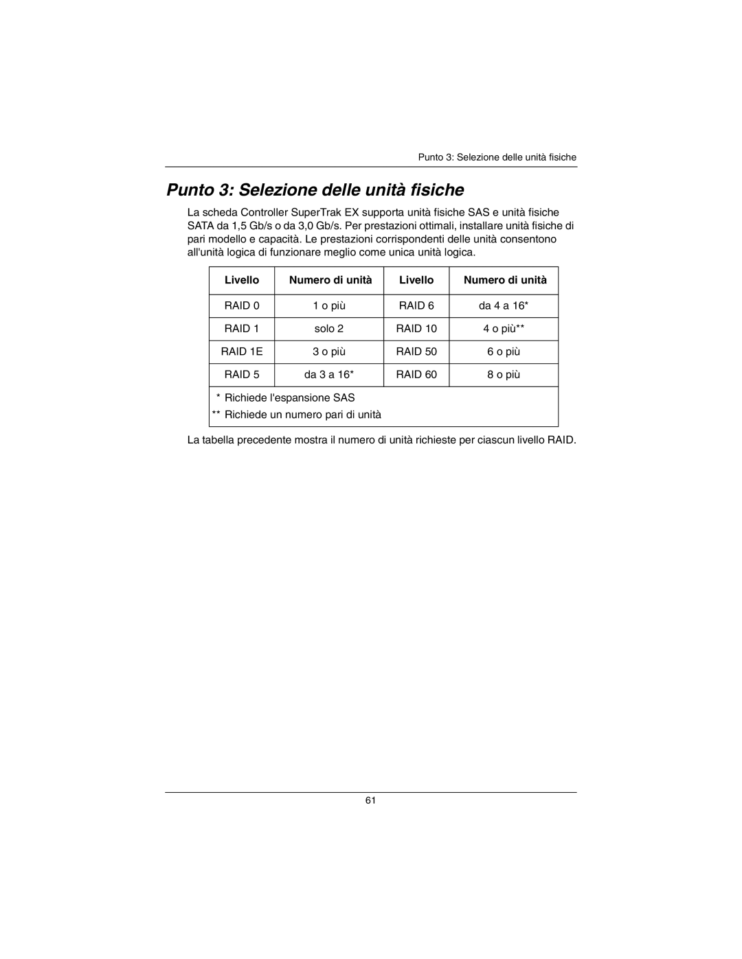 Promise Technology EX4650A, EX8650A quick start Punto 3 Selezione delle unità fisiche, Livello Numero di unità 