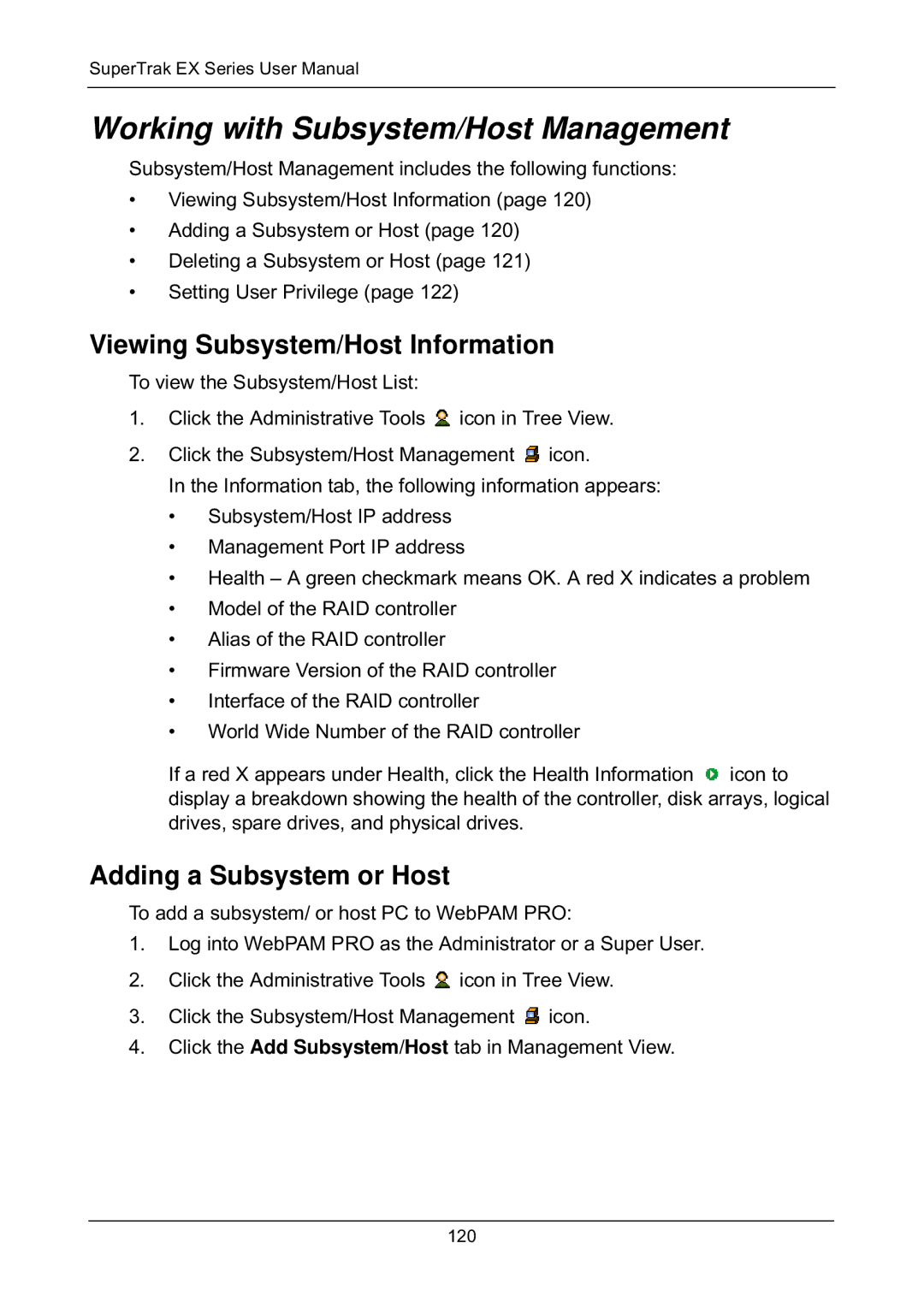 Promise Technology EX8650, EX8658, EX8654, EX4650 Working with Subsystem/Host Management, Viewing Subsystem/Host Information 