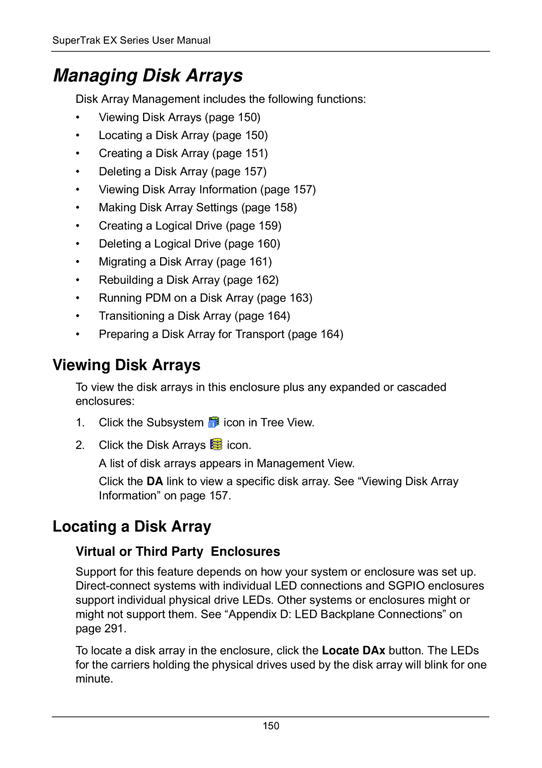 Promise Technology EX8658, EX8654, EX8650, EX4650 manual Managing Disk Arrays, Locating a Disk Array 