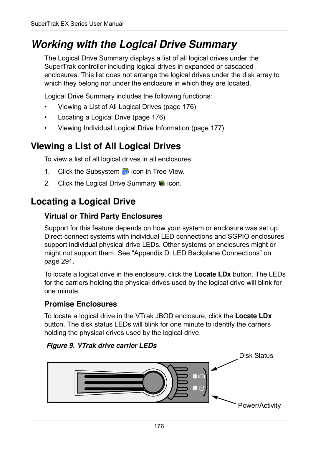 Promise Technology EX8650, EX8658, EX8654 manual Working with the Logical Drive Summary, Viewing a List of All Logical Drives 