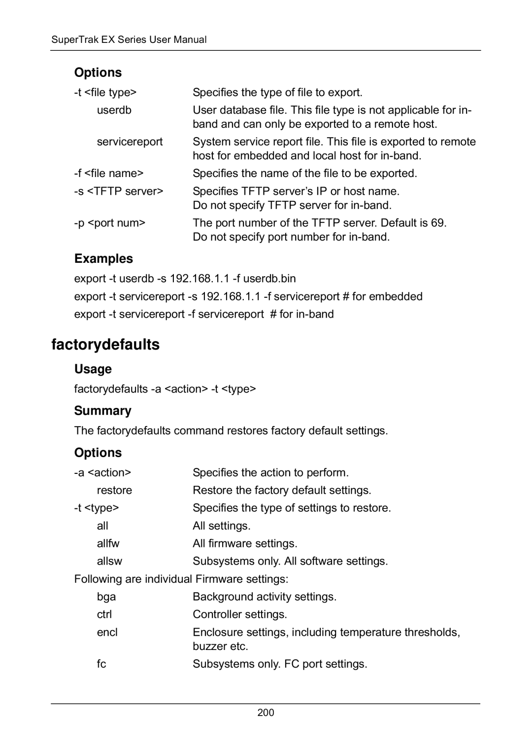 Promise Technology EX8650, EX8658, EX8654, EX4650 manual Factorydefaults 