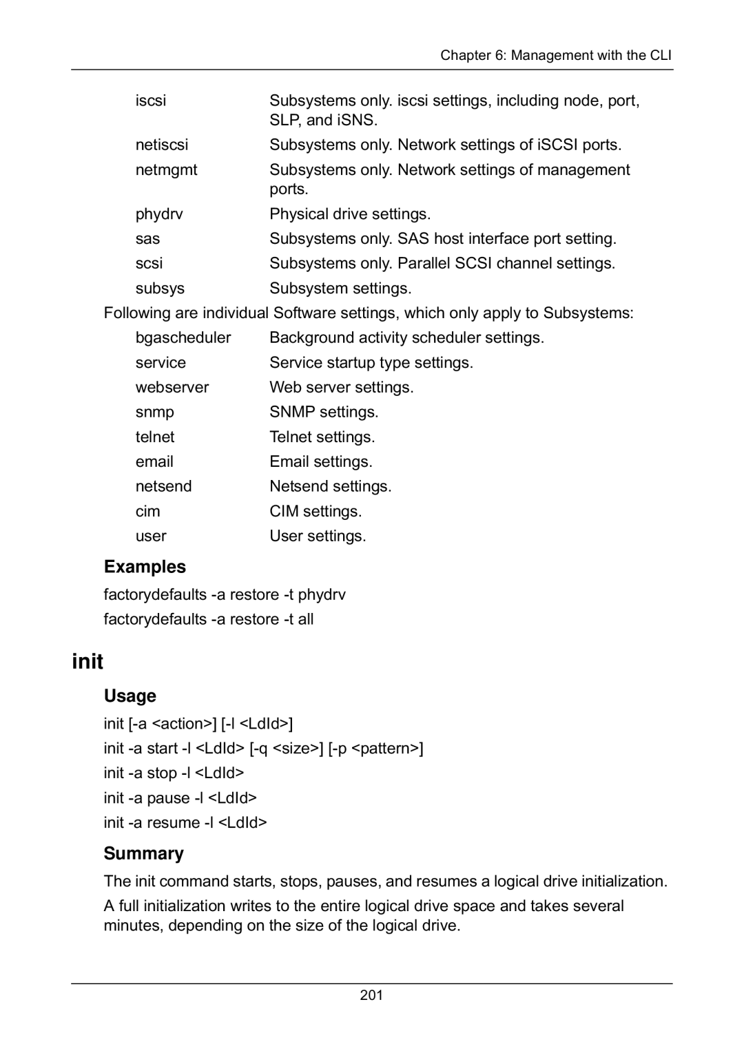 Promise Technology EX4650, EX8658, EX8654, EX8650 manual Init 