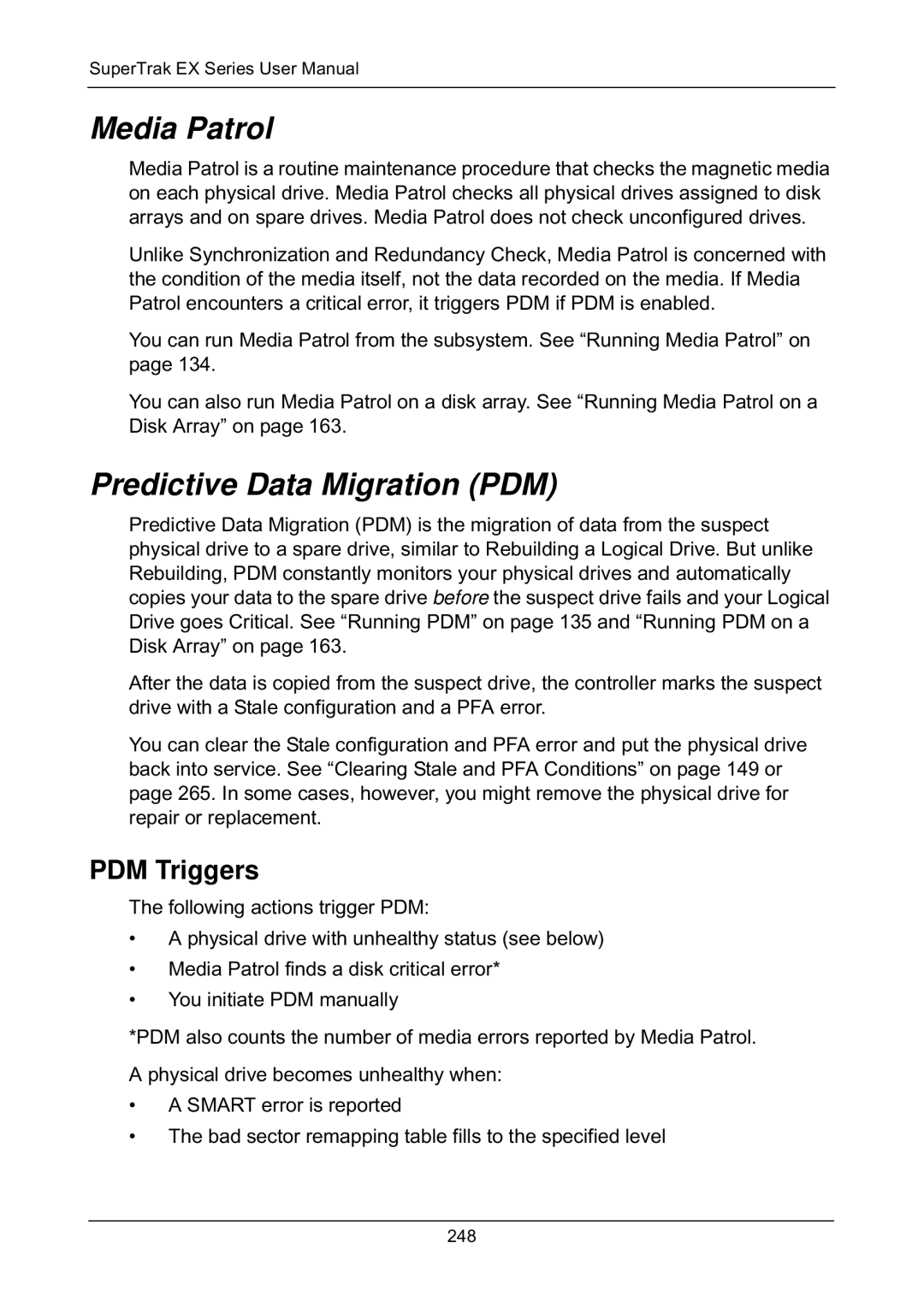 Promise Technology EX8650, EX8658, EX8654, EX4650 manual Media Patrol, Predictive Data Migration PDM, PDM Triggers 