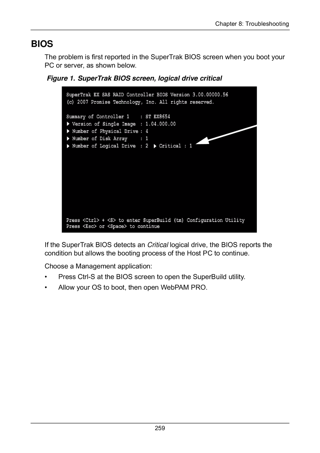 Promise Technology EX8654, EX8658, EX8650, EX4650 manual Bios 