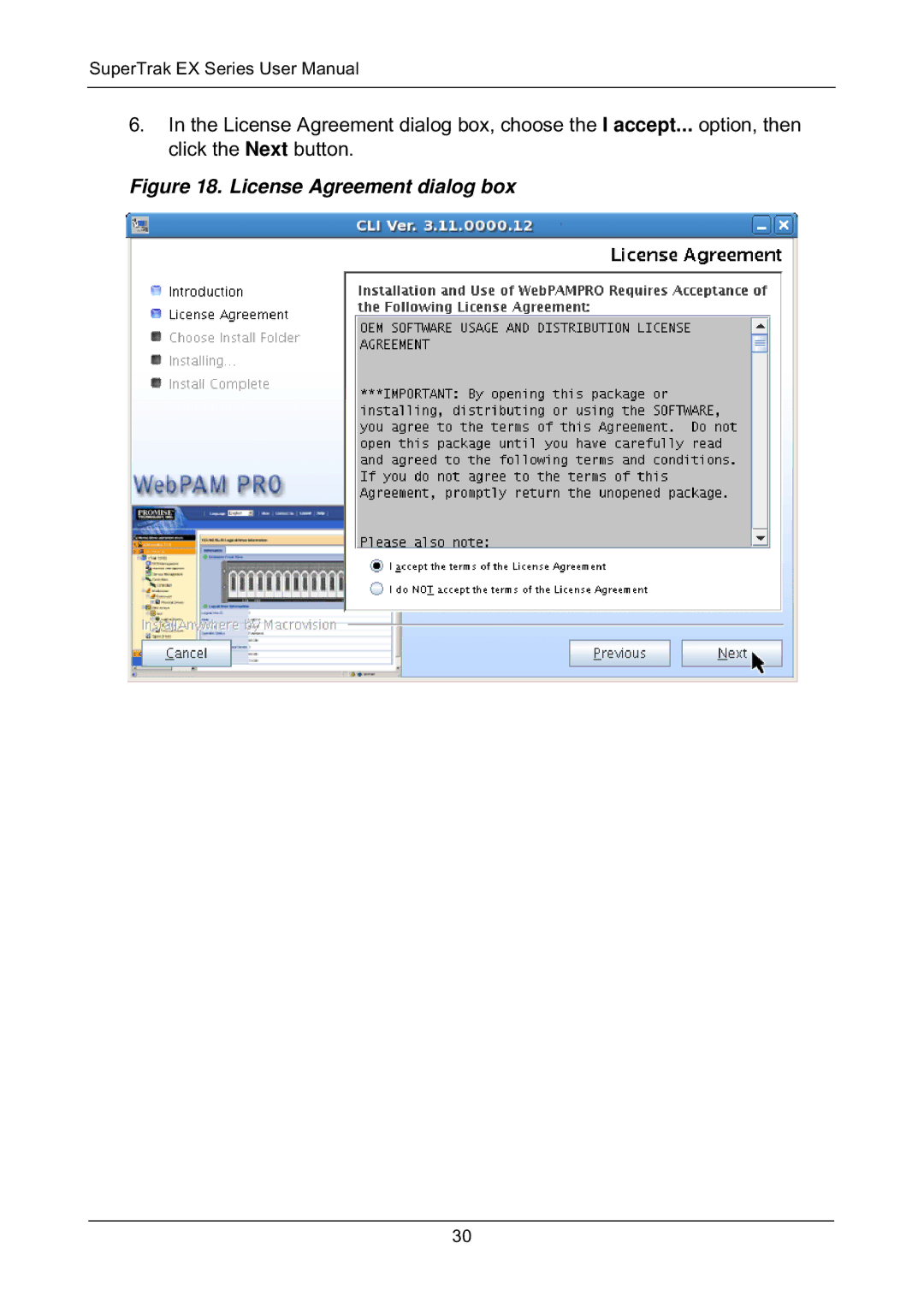 Promise Technology EX8658, EX8654, EX8650, EX4650 manual License Agreement dialog box 