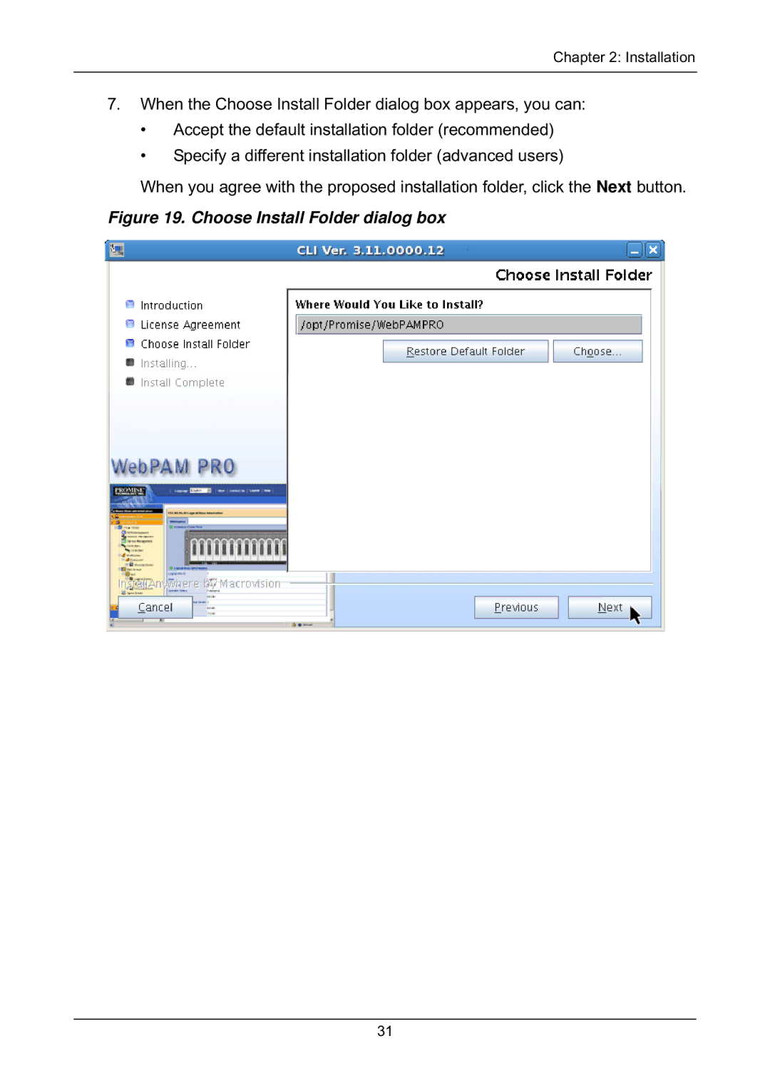 Promise Technology EX8654, EX8658, EX8650, EX4650 manual Choose Install Folder dialog box 