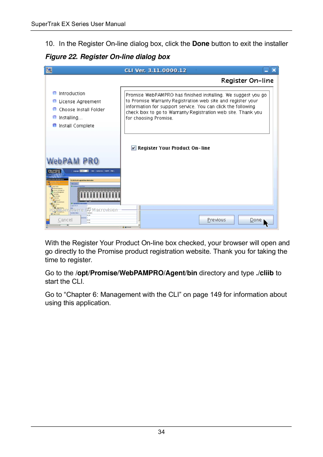 Promise Technology EX8658, EX8654, EX8650, EX4650 manual Register On-line dialog box 