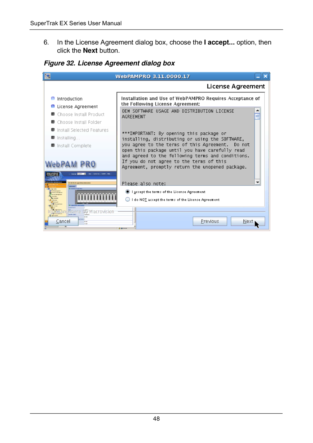 Promise Technology EX8650, EX8658, EX8654, EX4650 manual License Agreement dialog box 