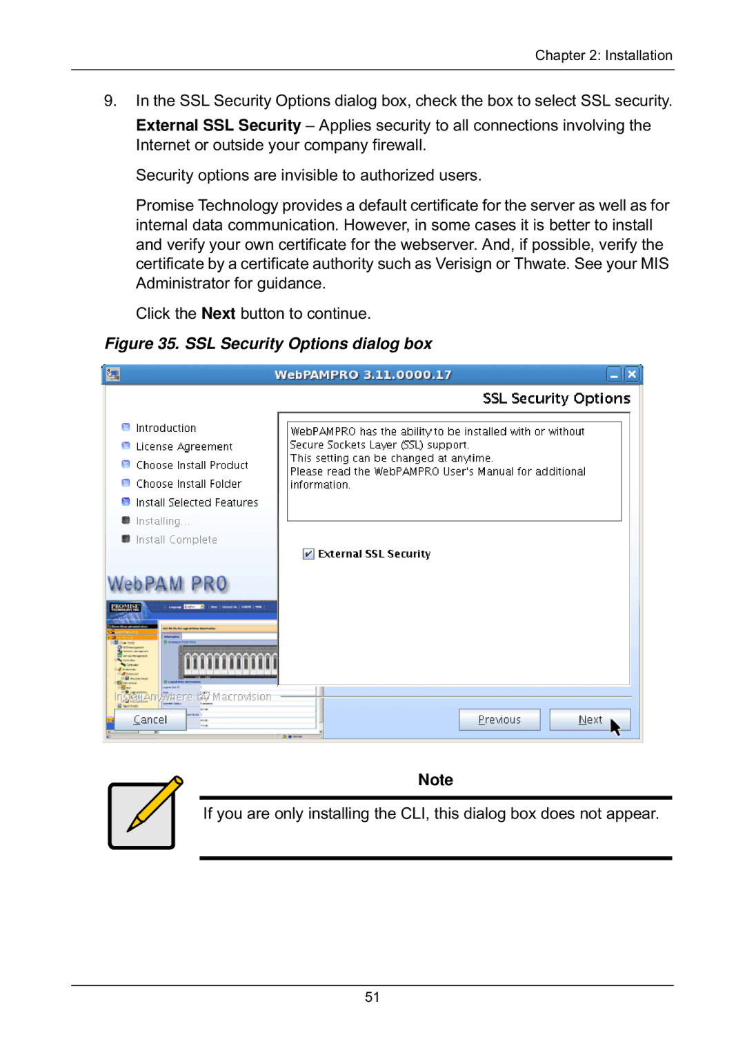 Promise Technology EX8654, EX8658, EX8650, EX4650 manual SSL Security Options dialog box 