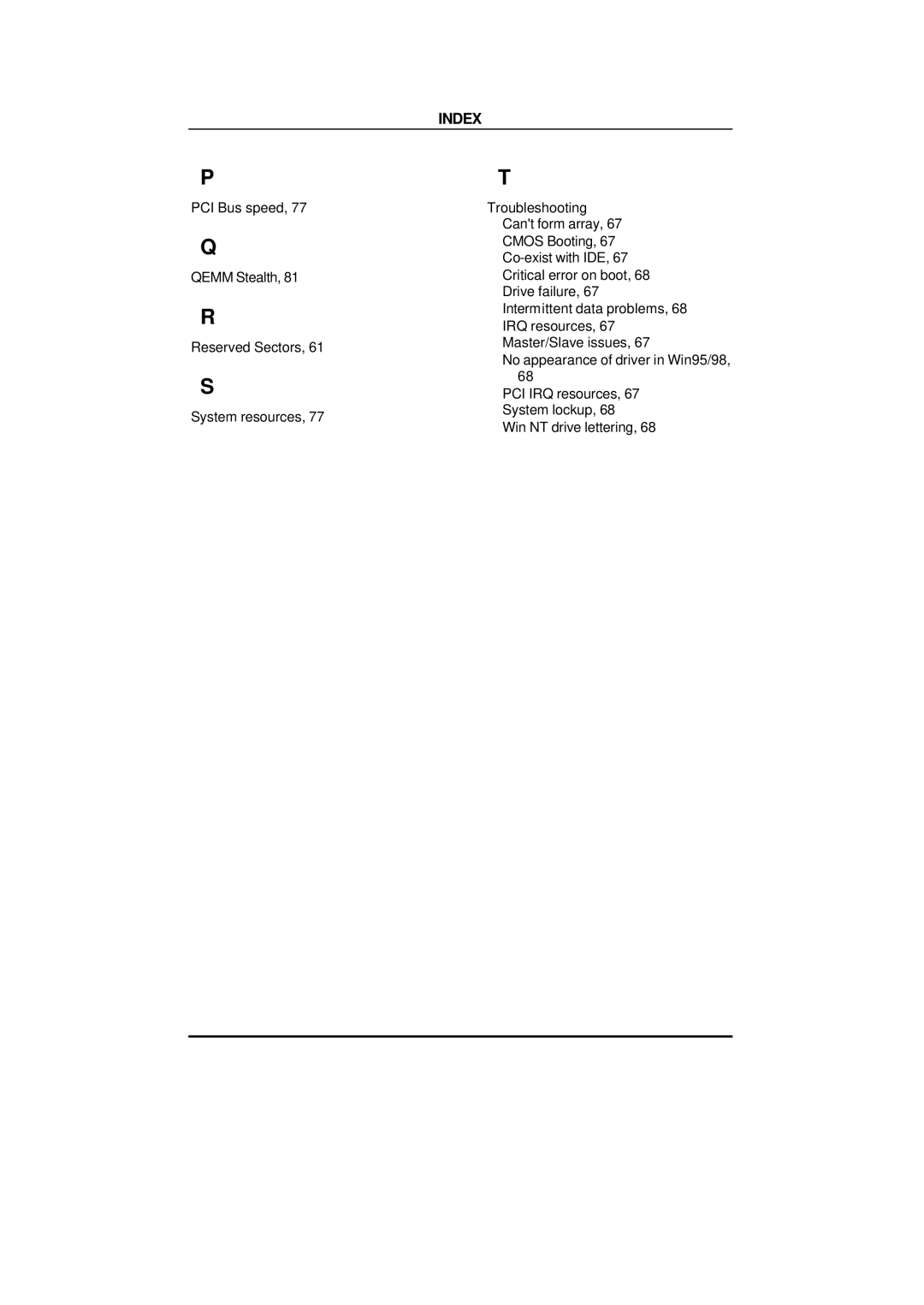 Promise Technology FAST TRAK100TM user manual Index 