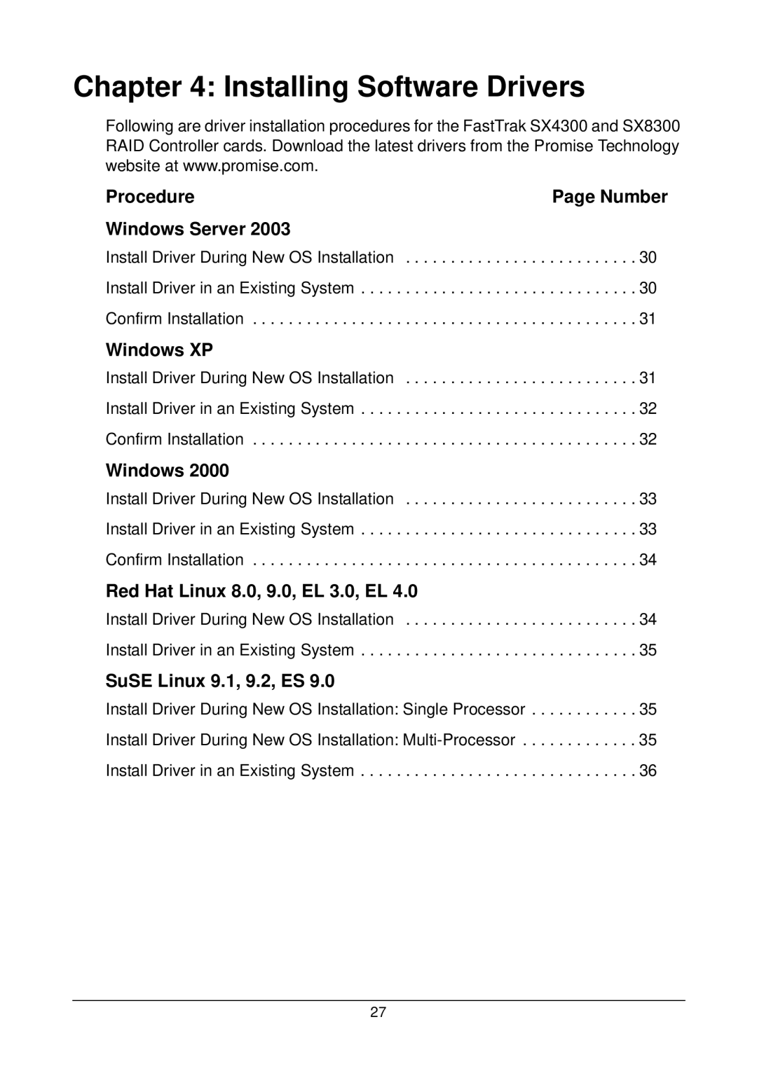 Promise Technology SX8300, FASTTRAK SX4300 user manual Installing Software Drivers 