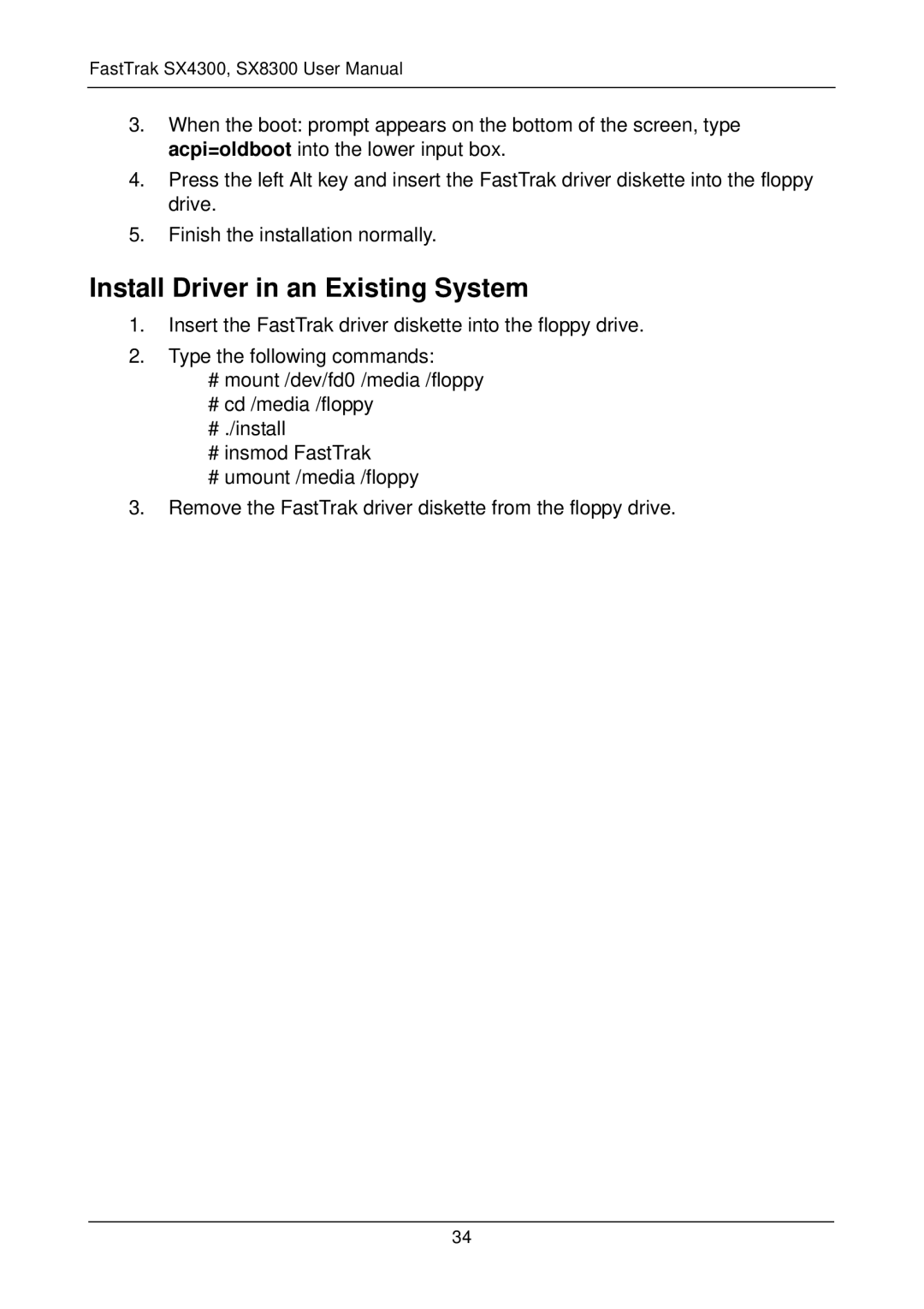 Promise Technology FASTTRAK SX4300, SX8300 user manual Install Driver in an Existing System 