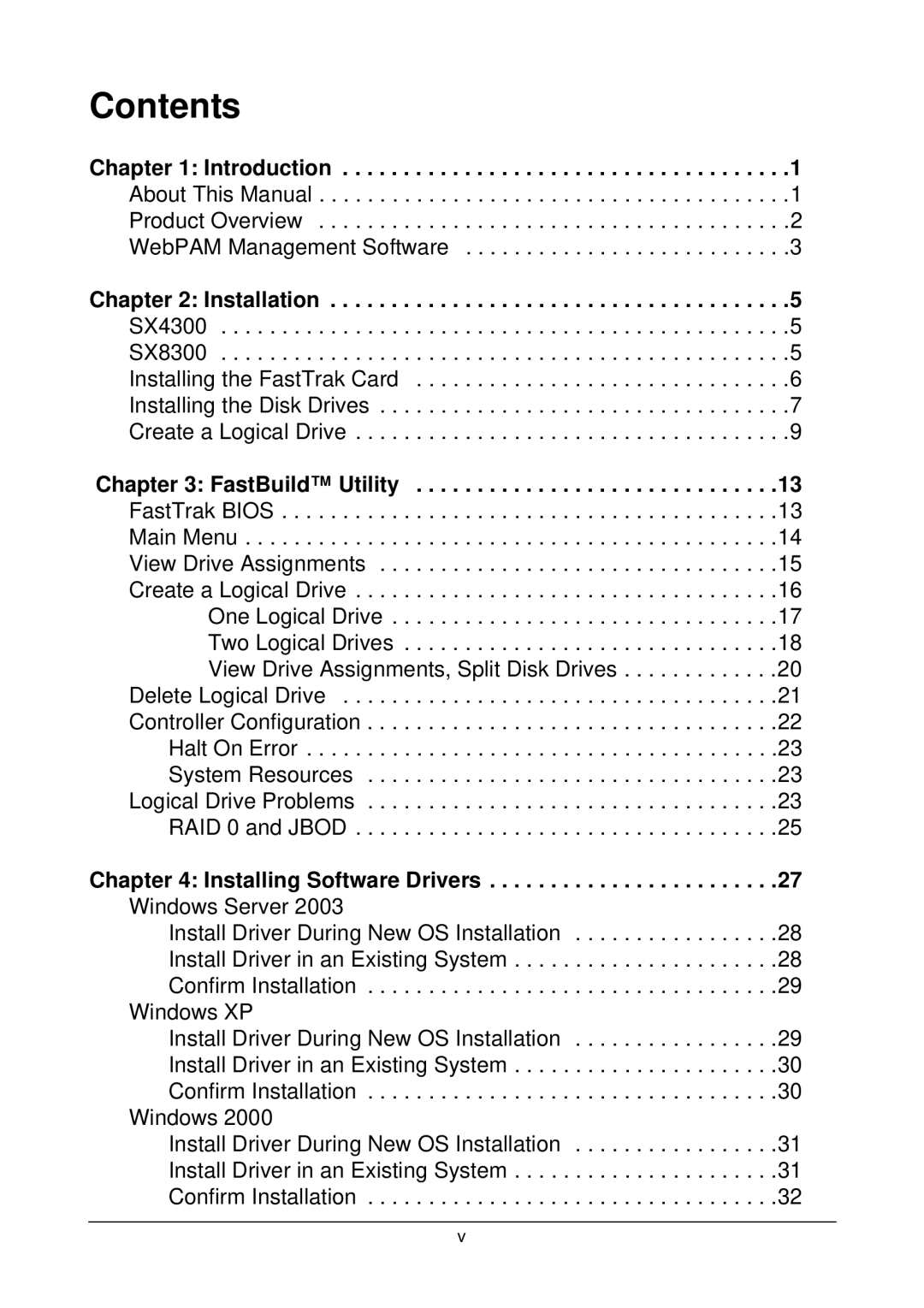 Promise Technology SX8300, FASTTRAK SX4300 user manual Contents 