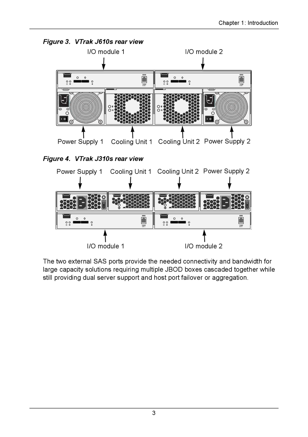 Promise Technology J310S, J610S manual VTrak J610s rear view 