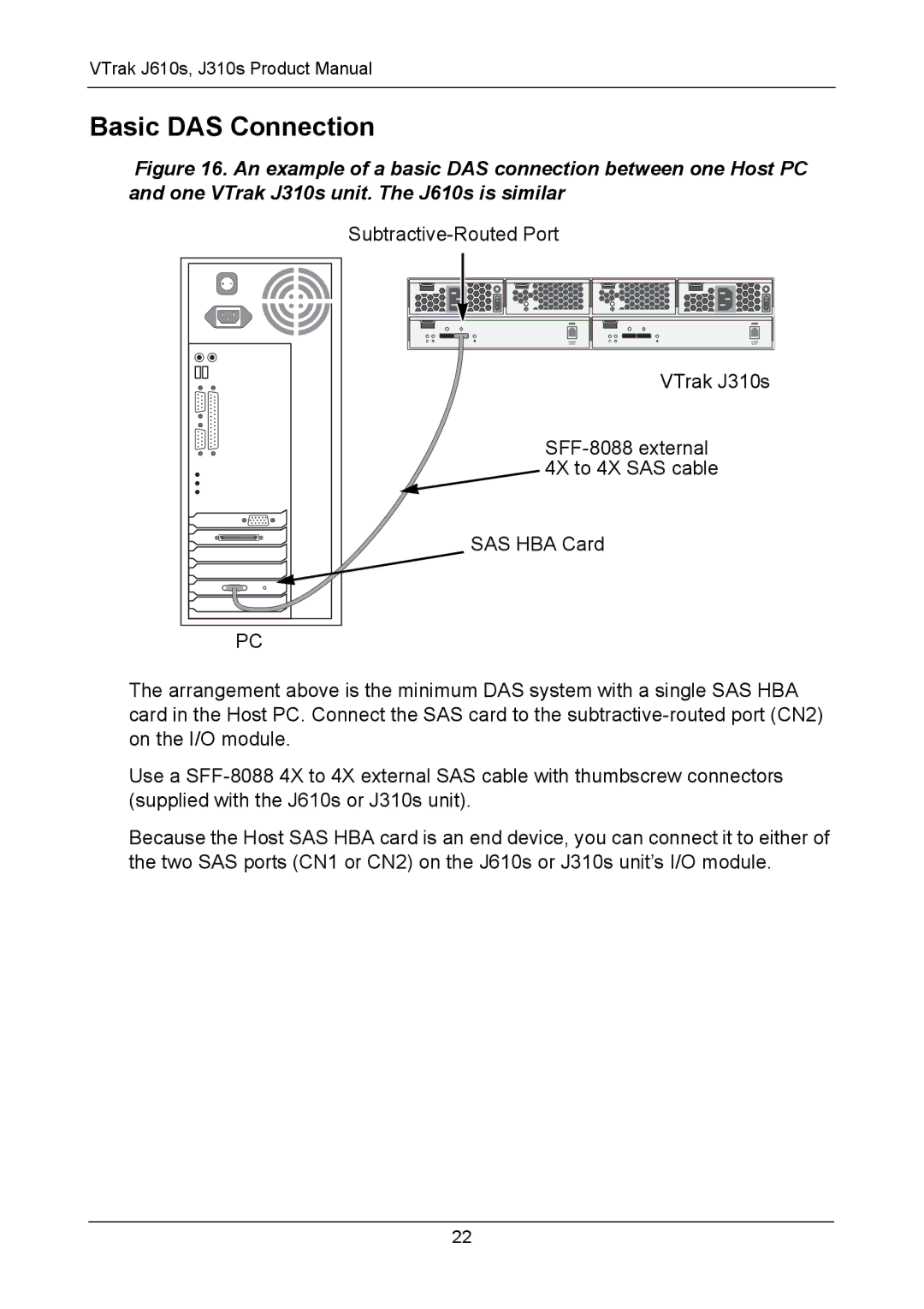 Promise Technology J610S, J310S manual Basic DAS Connection 