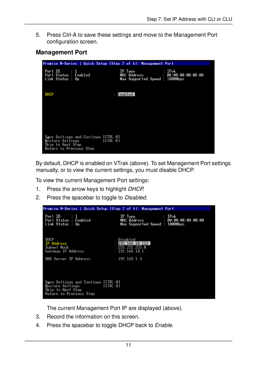 Promise Technology m310p, m210p, vtrak quick start Management Port 