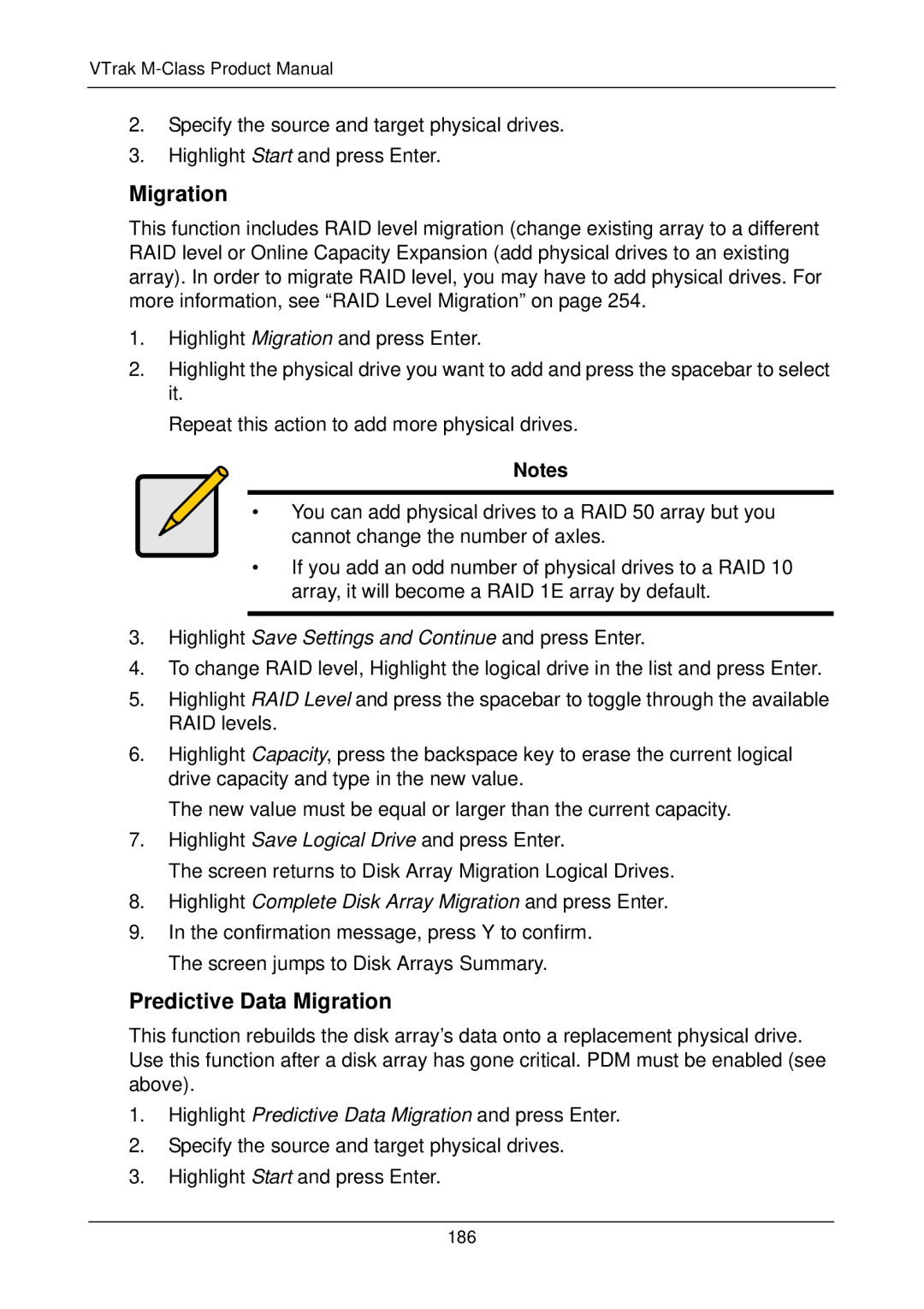 Promise Technology M300f, M500i, M500f, M300p, M500p, M300i, M200i, M200p, M200f manual Predictive Data Migration 