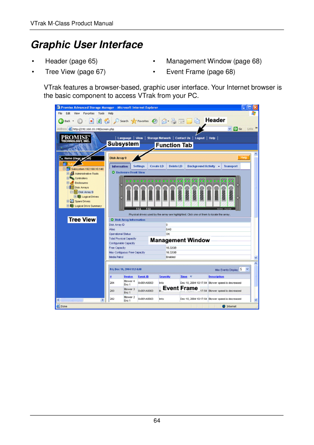 Promise Technology M500i, M500f, M300p, M500p, M300i, M300f, M200i, M200p, M200f manual Graphic User Interface 