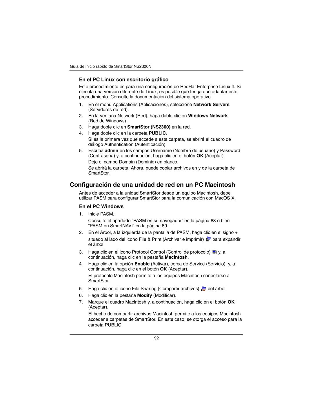 Promise Technology NS2300N Configuración de una unidad de red en un PC Macintosh, En el PC Linux con escritorio gráfico 