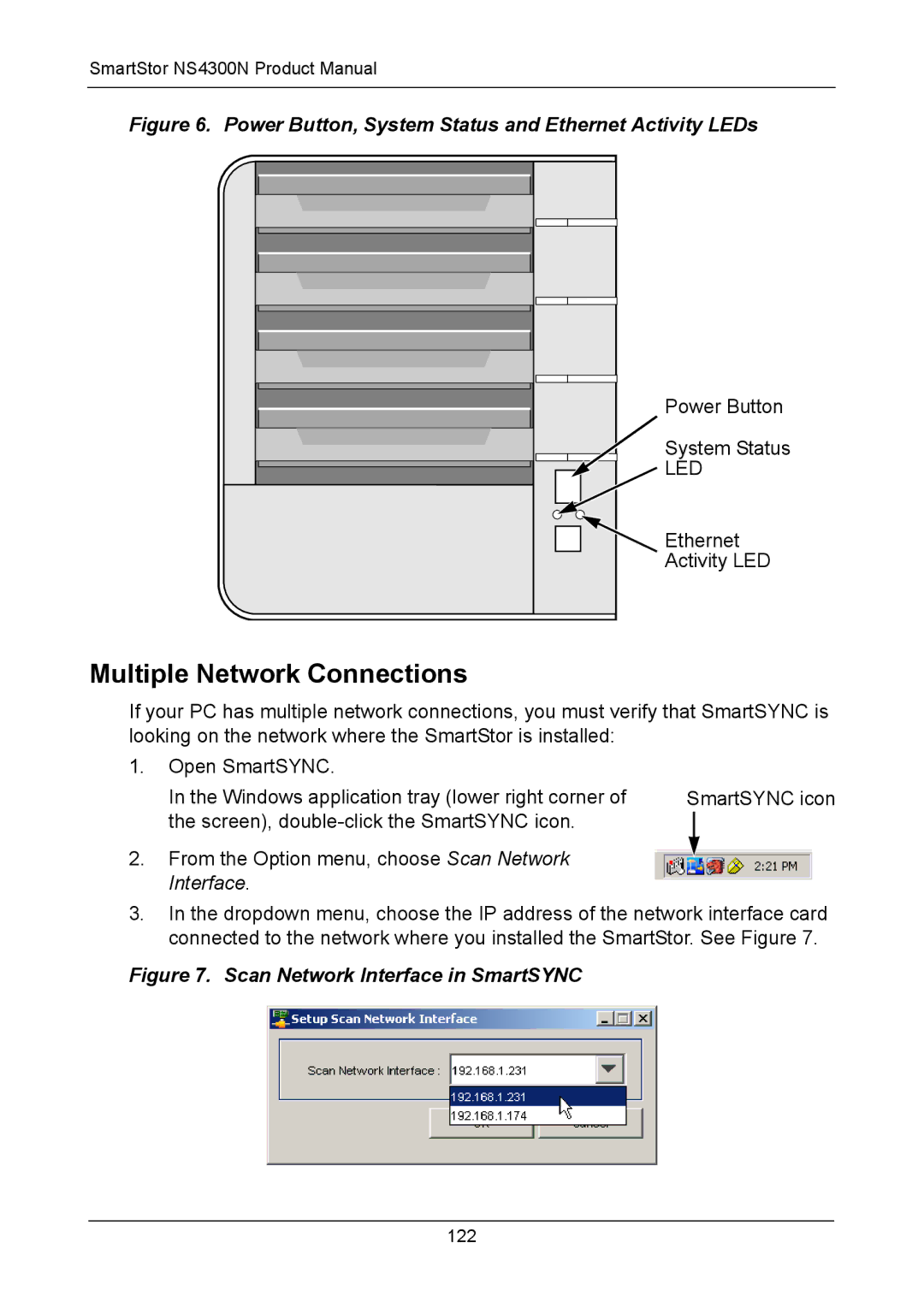 Promise Technology NS4300N manual Multiple Network Connections, Power Button, System Status and Ethernet Activity LEDs 