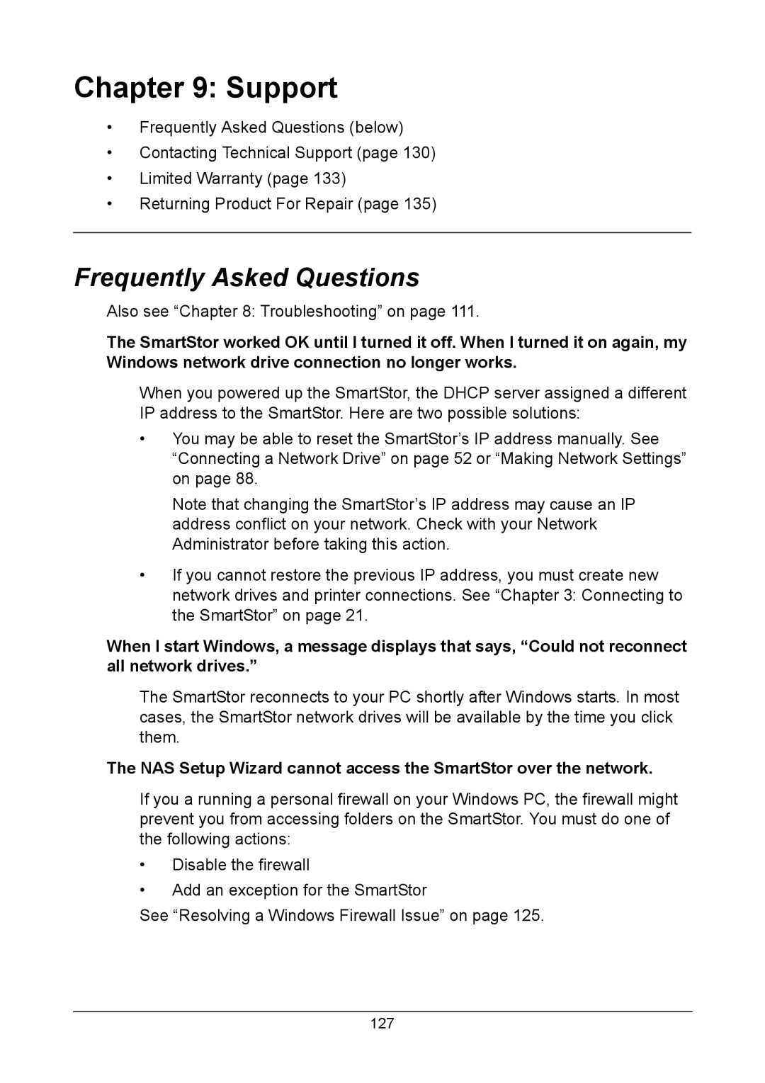 Promise Technology NS4300N manual Support, Frequently Asked Questions 