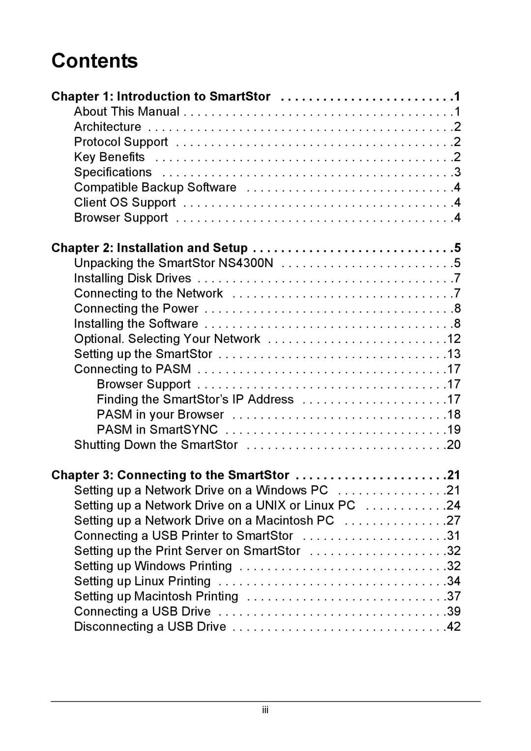 Promise Technology NS4300N manual Contents 