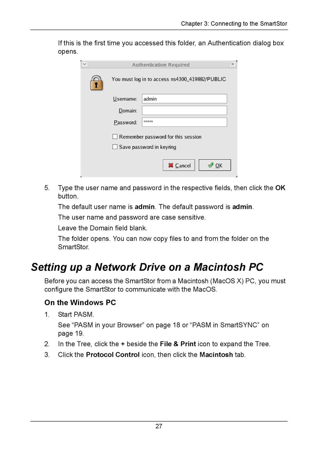 Promise Technology NS4300N manual Setting up a Network Drive on a Macintosh PC, On the Windows PC 