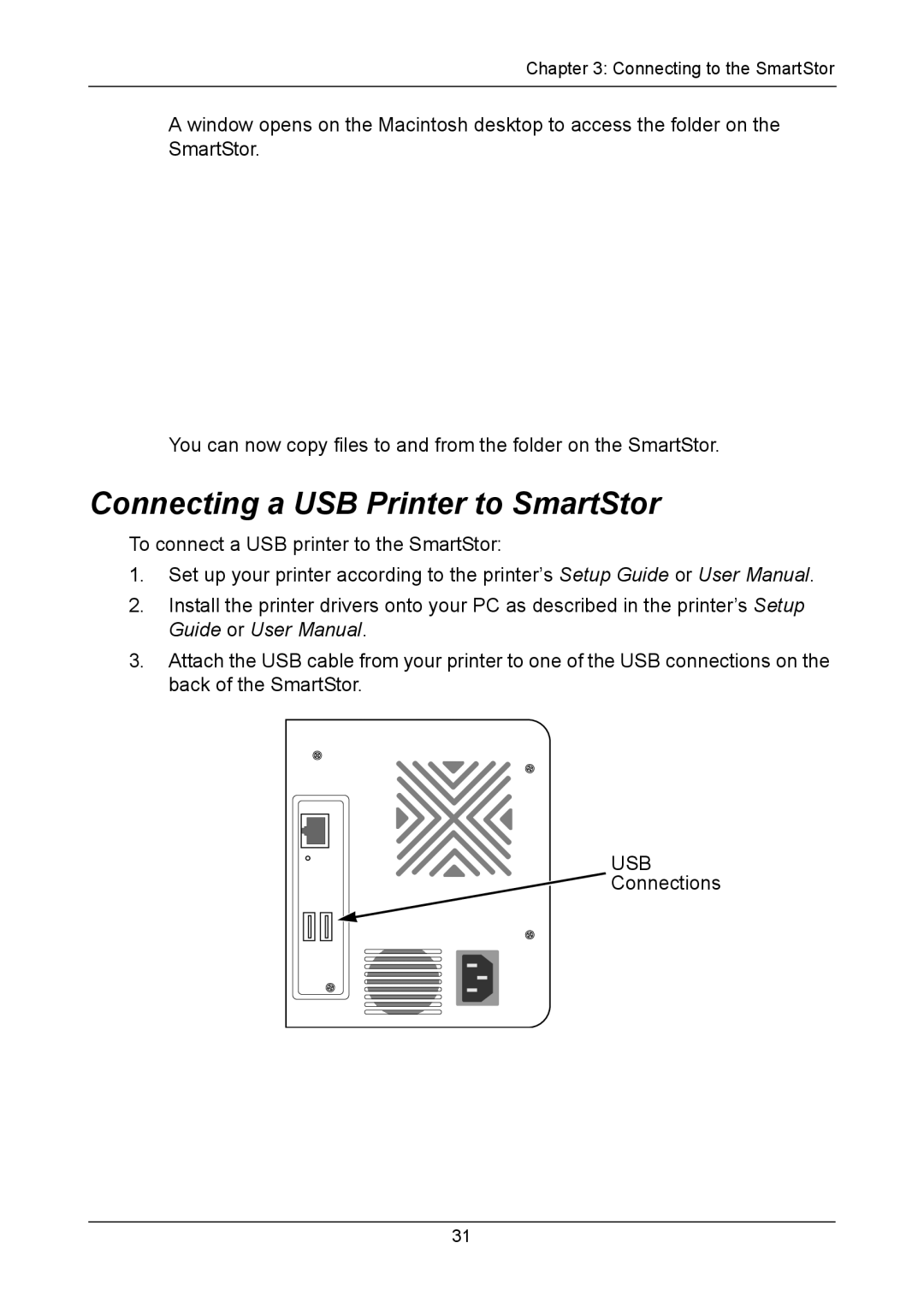 Promise Technology NS4300N manual Connecting a USB Printer to SmartStor 