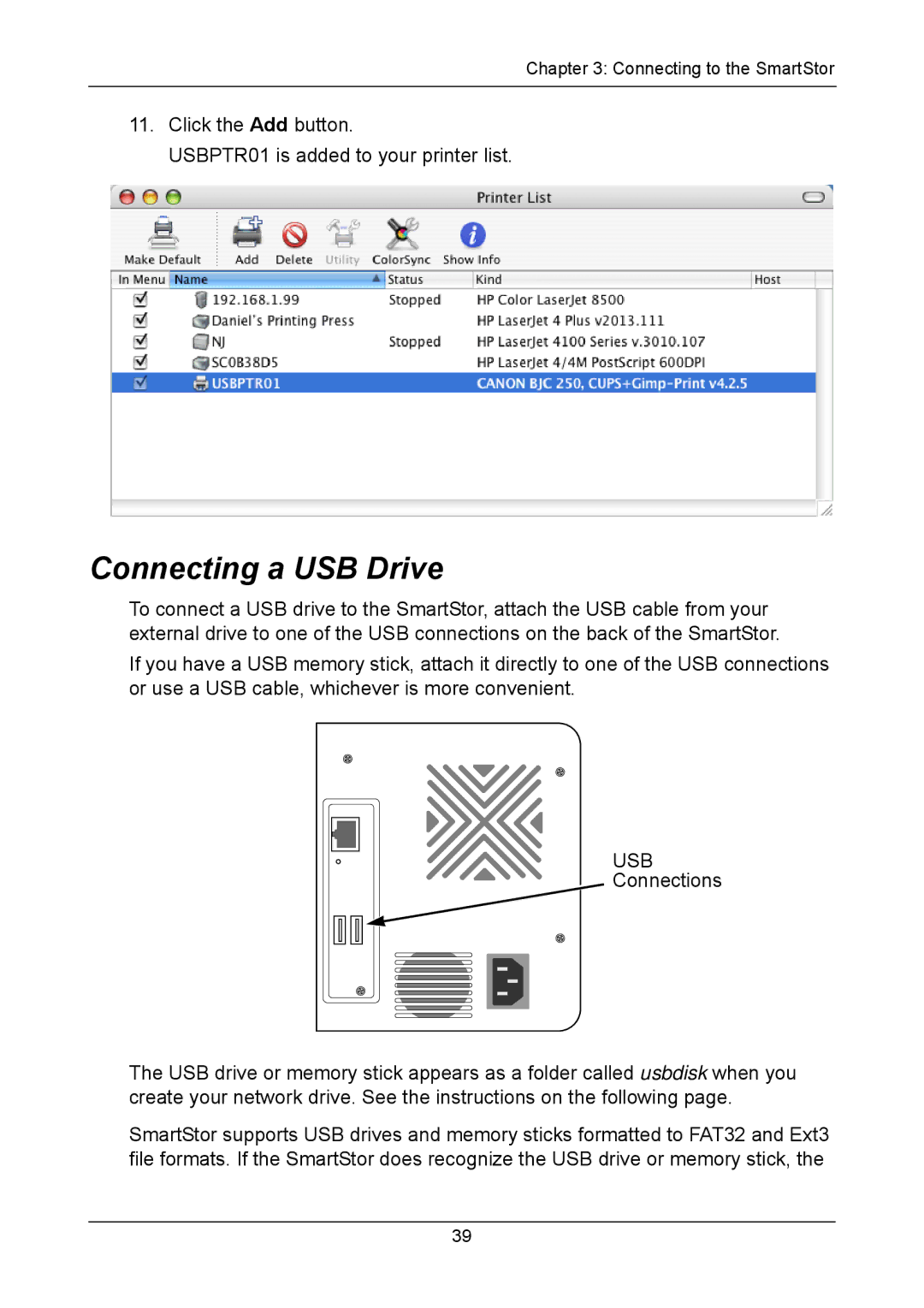 Promise Technology NS4300N manual Connecting a USB Drive 