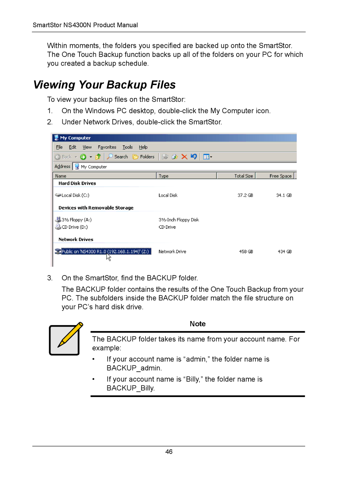 Promise Technology NS4300N manual Viewing Your Backup Files 