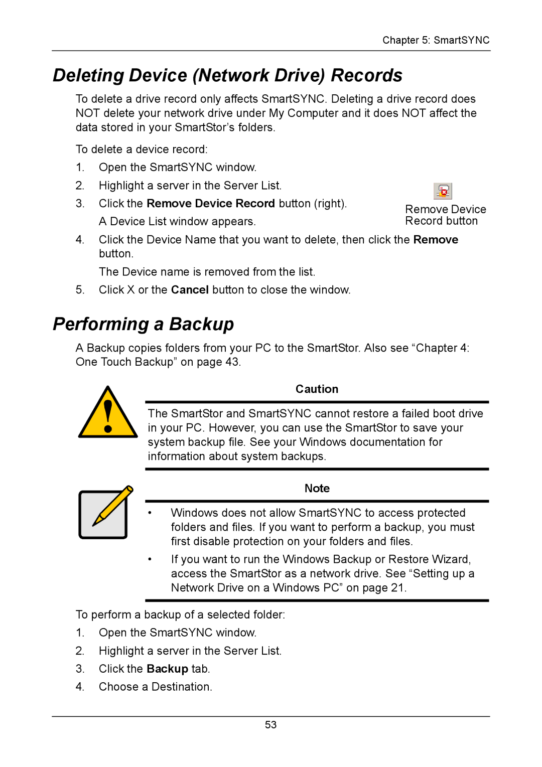 Promise Technology NS4300N manual Deleting Device Network Drive Records, Performing a Backup 