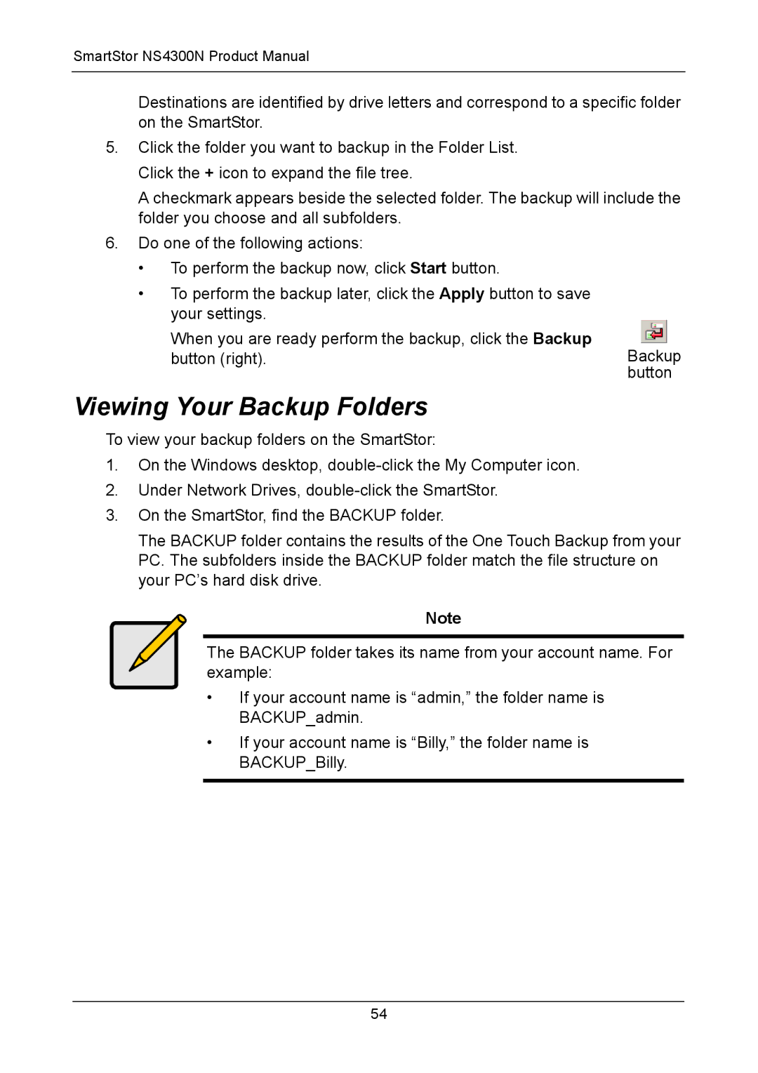 Promise Technology NS4300N manual Viewing Your Backup Folders 