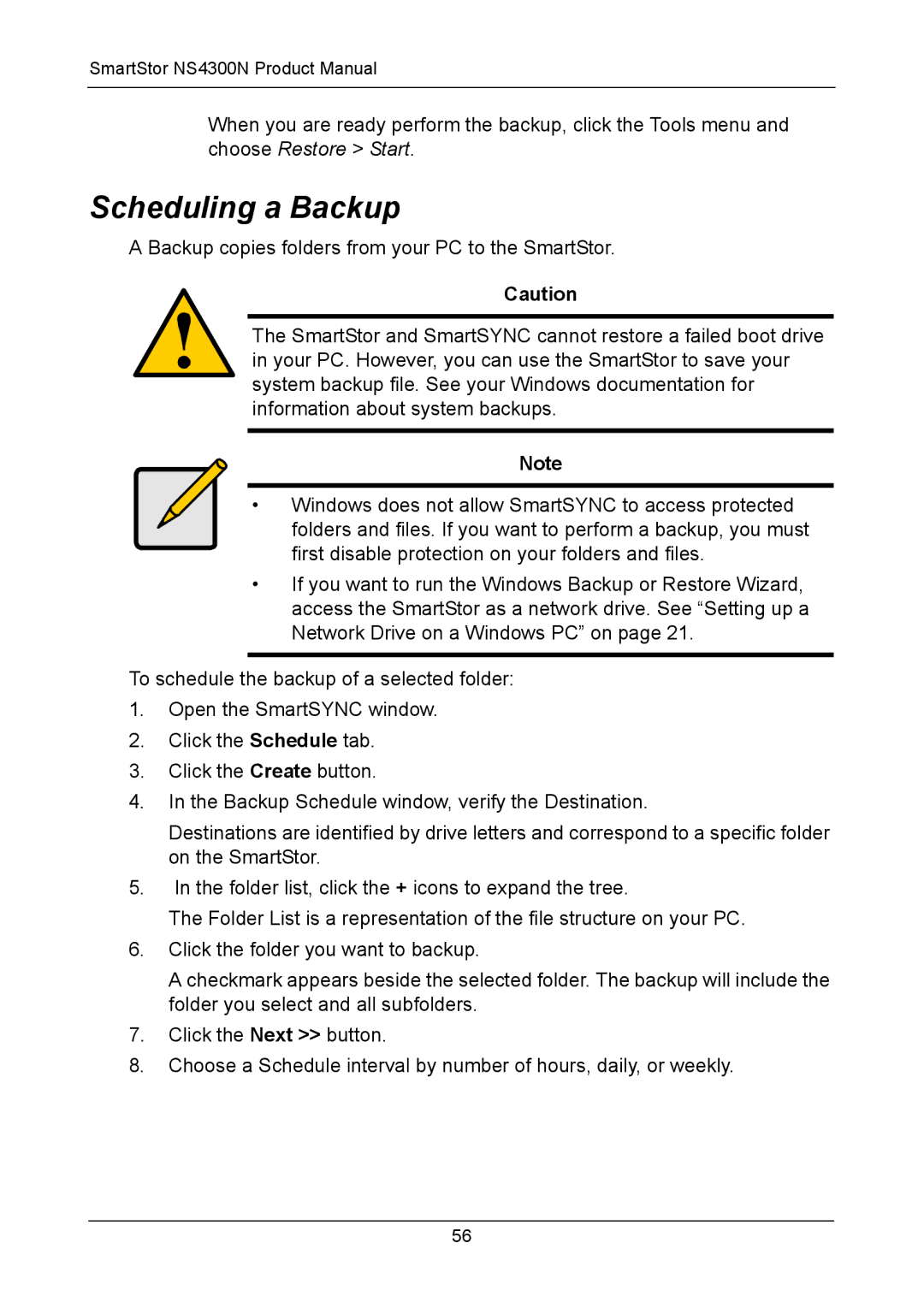 Promise Technology NS4300N manual Scheduling a Backup 