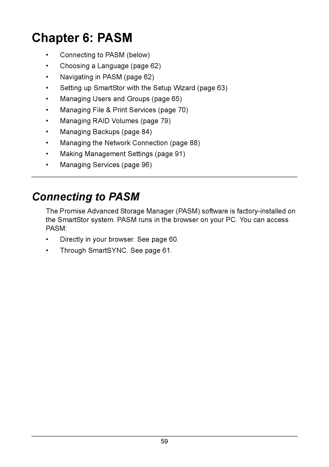 Promise Technology NS4300N manual Connecting to Pasm 