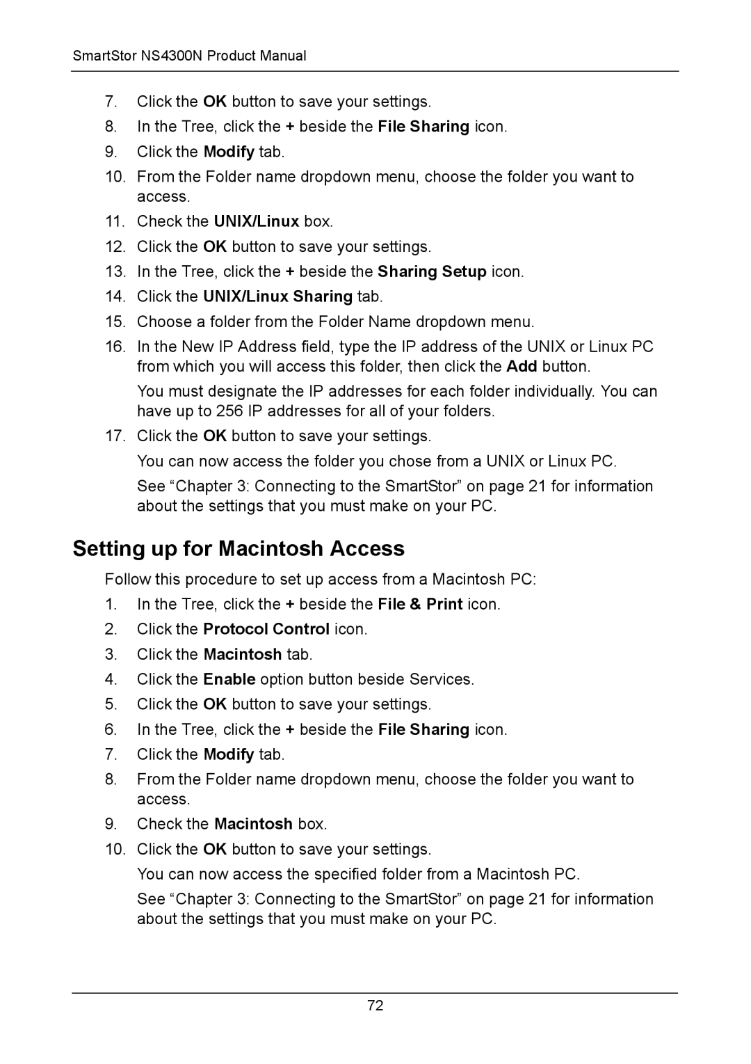 Promise Technology NS4300N manual Setting up for Macintosh Access, Click the UNIX/Linux Sharing tab 