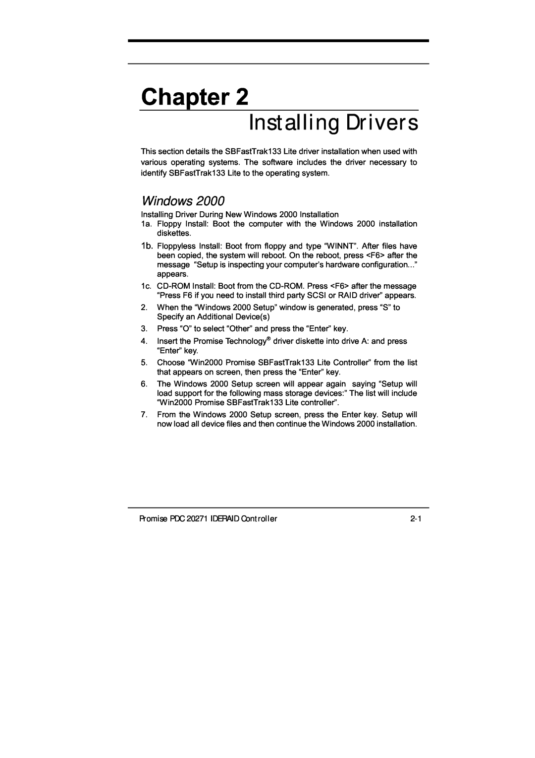 Promise Technology PDC20271 Installing Drivers, Windows, 5.-.2, 2* -G-.2H..GH + G1H!G1HGH%, G%9.***H, 6* !%, G-2&!!H 