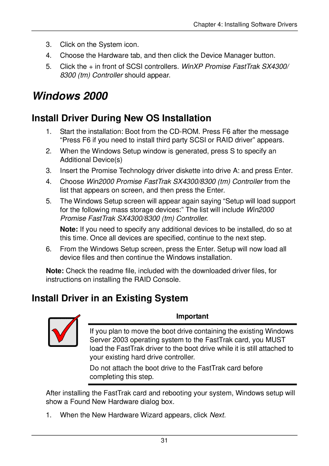 Promise Technology SX8300, SX4300 user manual Windows 