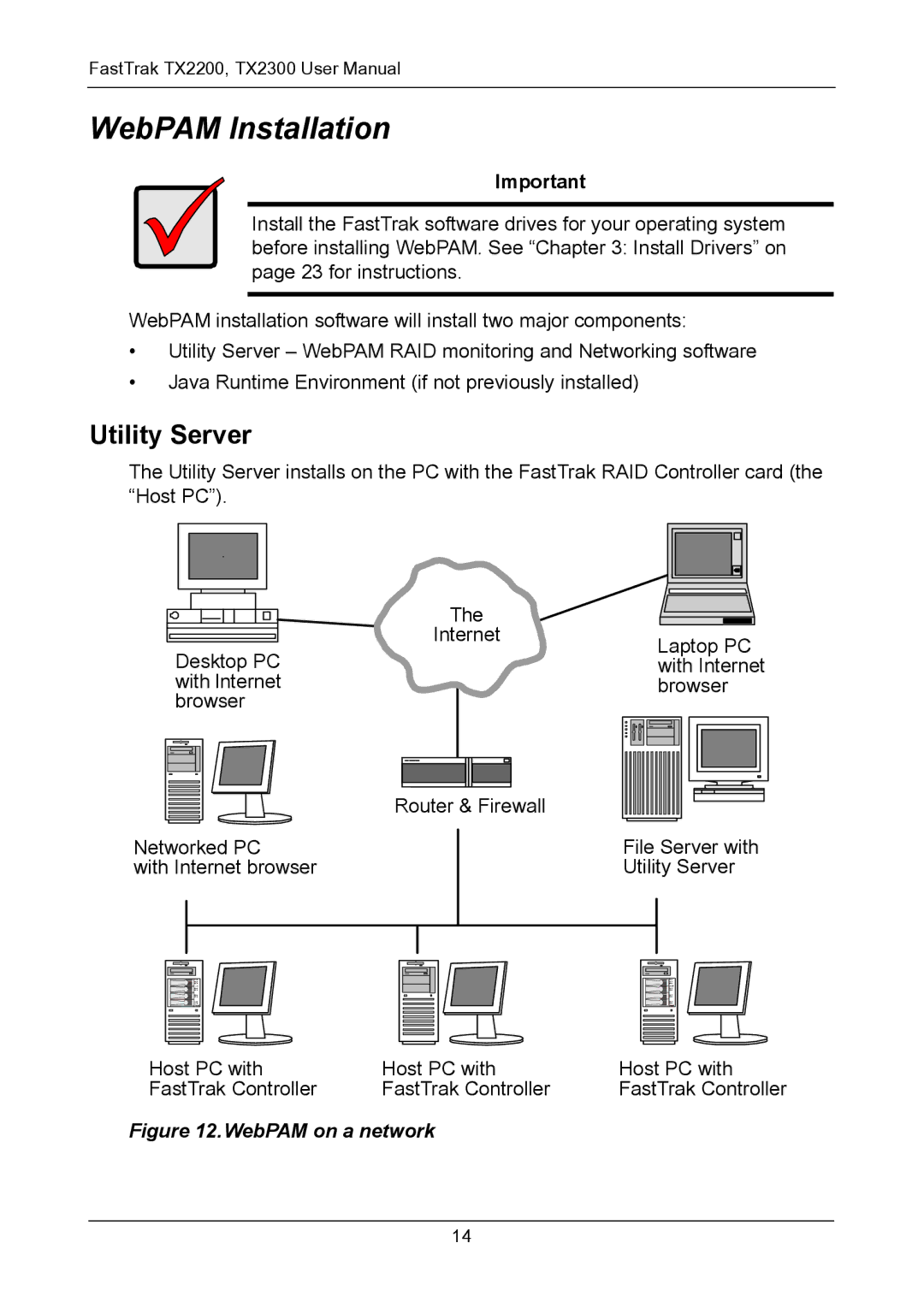 Promise Technology TX2200, TX2300 user manual WebPAM Installation, Utility Server 