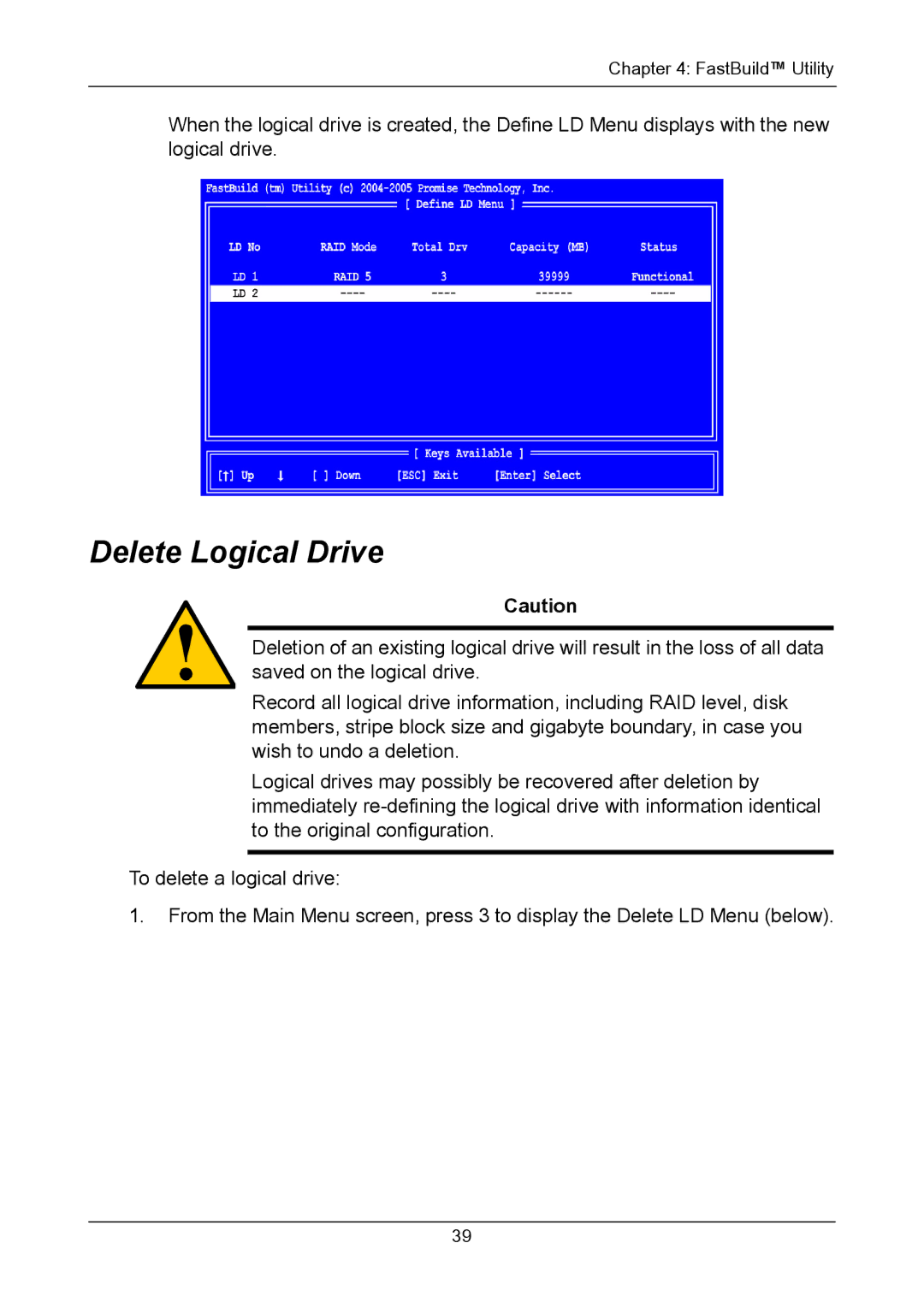 Promise Technology TX2300, TX2200 user manual Delete Logical Drive 