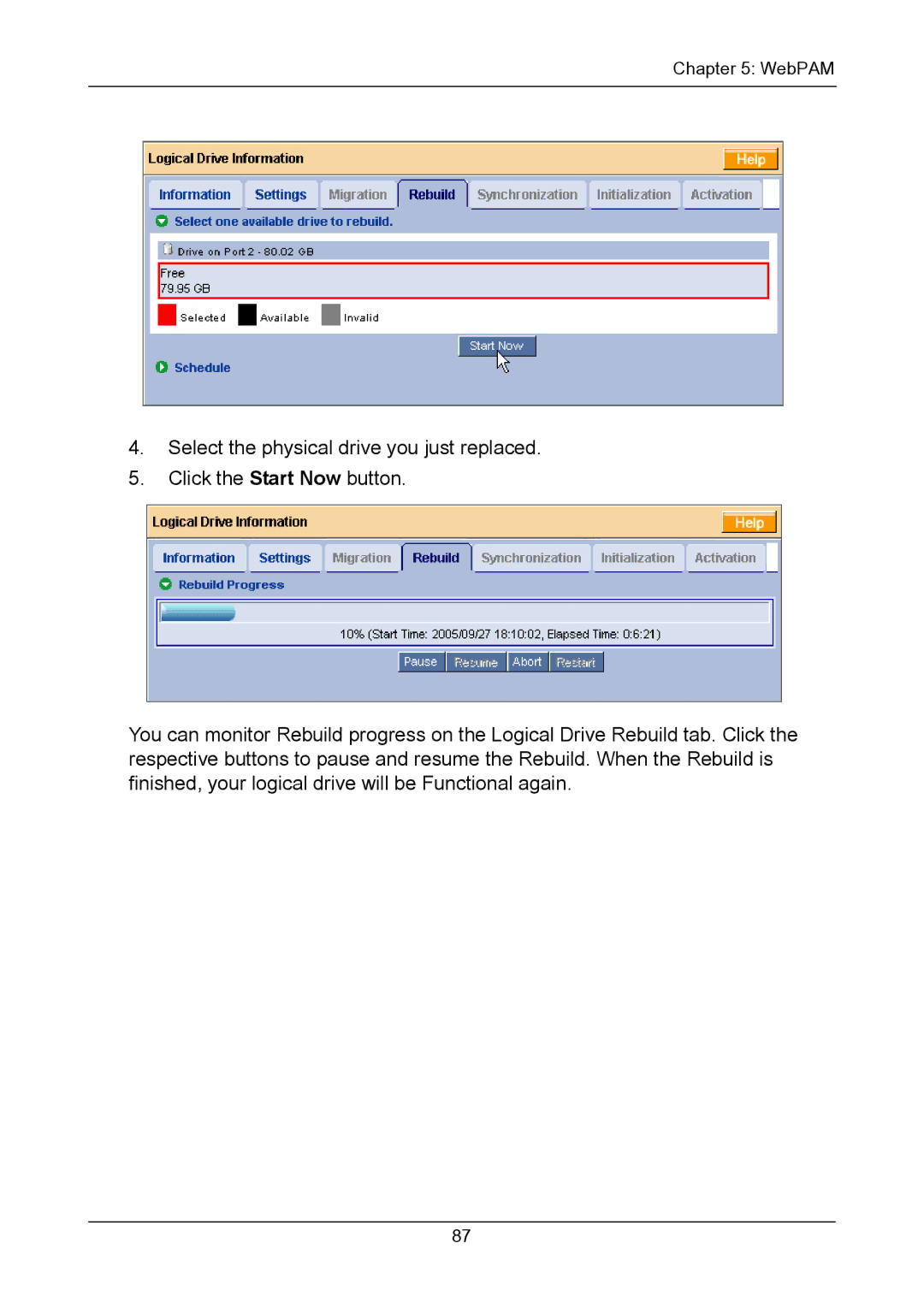 Promise Technology TX2300, TX2200 user manual WebPAM 