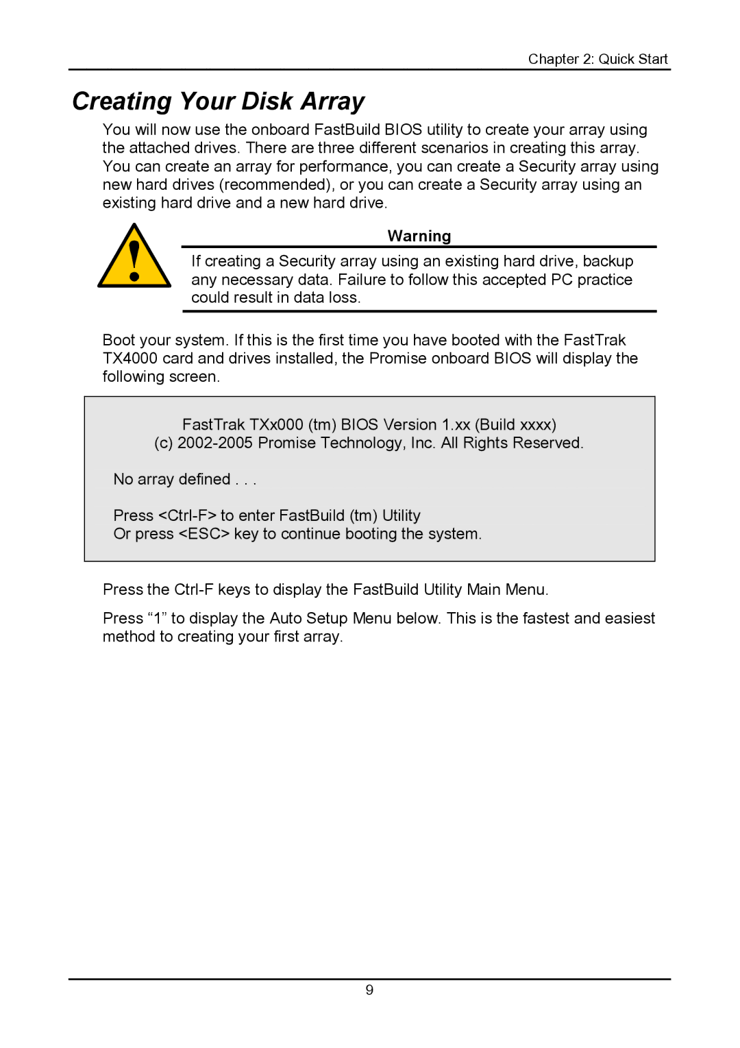 Promise Technology TX4000 user manual Creating Your Disk Array 