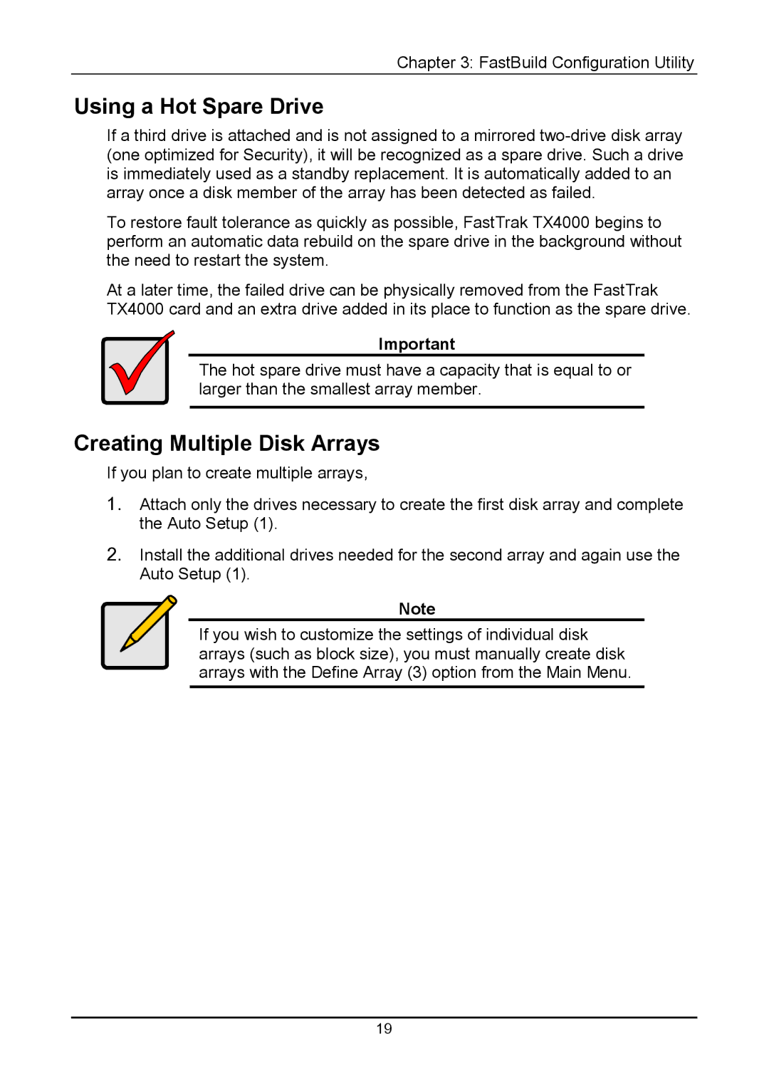 Promise Technology TX4000 user manual Using a Hot Spare Drive, Creating Multiple Disk Arrays 