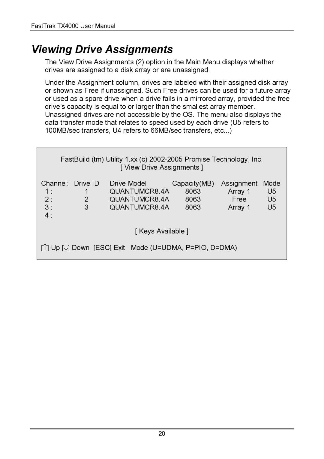 Promise Technology TX4000 user manual Viewing Drive Assignments 