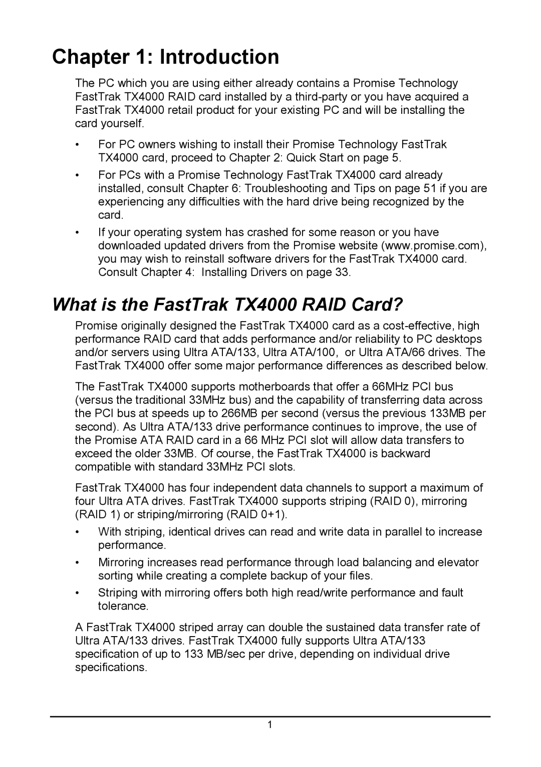 Promise Technology user manual Introduction, What is the FastTrak TX4000 RAID Card? 