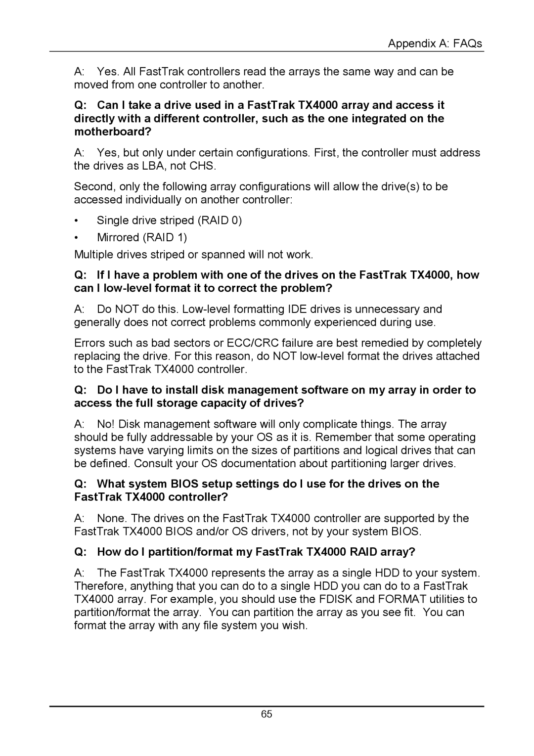 Promise Technology user manual How do I partition/format my FastTrak TX4000 RAID array? 